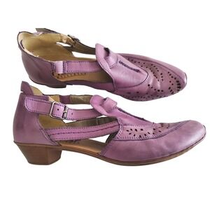 Rieker Womens‎ Purple Leather Shoes Size 38 Unique Art To Wear Comfort Heels